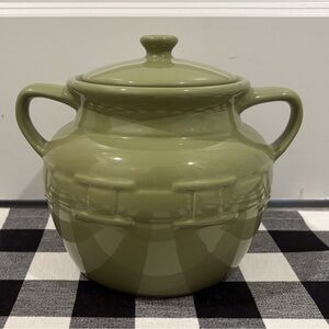 Longaberger Vintage LARGE Bean Crock Sage with Lid Vitrified Woven Traditions